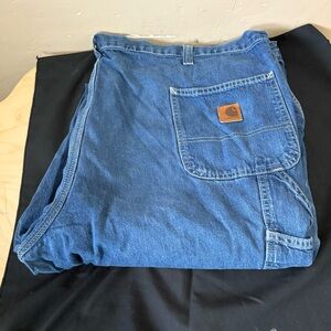 Men’s Carhartt Classic Blue Dungaree Fit Carpentar Pants Sz 46/32 Denim Workwear